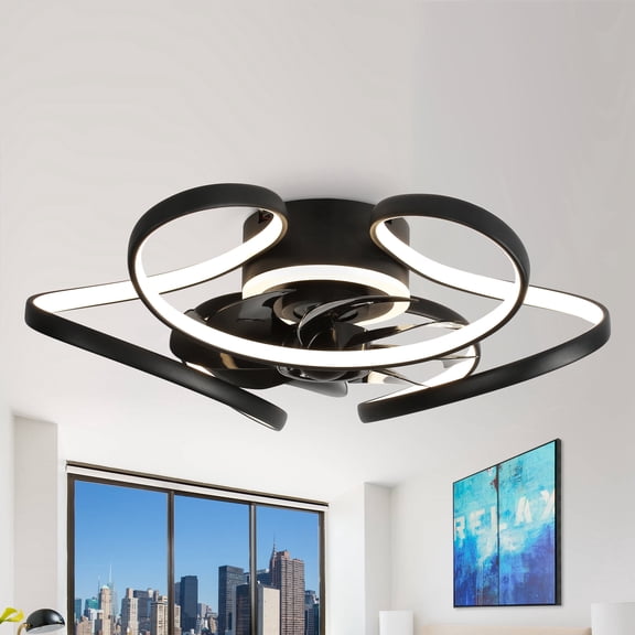 Chords Attic 22" Flush Mount Ceiling Fan with LED Light and Remote/APP Control, 6-Speed DC Reversible Motor Fan for Living Room
