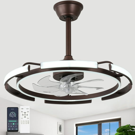 Oaks Aura 24" DIY Shape Adjustable Ceiling Fan with Lights Remote&APP Control 3-Color Changing 6-Speed