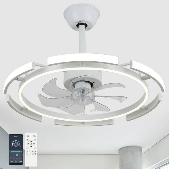 Oaks Aura 24" DIY Shape Adjustable Ceiling Fan with Lights Remote&APP Control 3-Color Changing 6-Speed