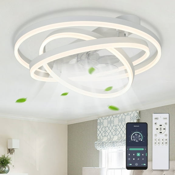 Oaks Aura 24 inch DIY Shape Low Profile Ceiling Fan Smart App Control Remote 6-Speed DC Motor Ceiling Lighting