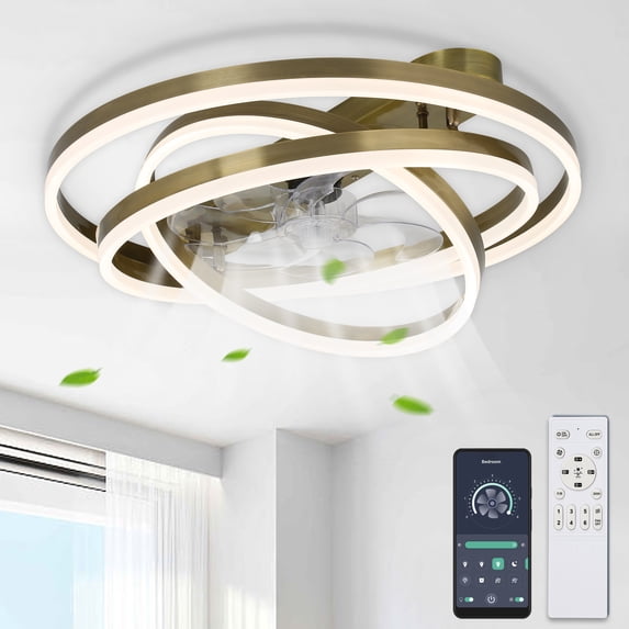 Oaks Aura 24 inch DIY Shape Low Profile Ceiling Fan Smart App Control Remote 6-Speed DC Motor Ceiling Lighting