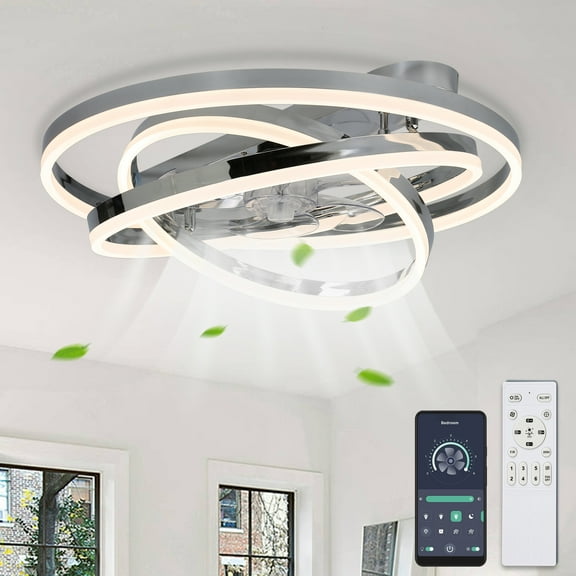 Oaks Aura 24 inch DIY Shape Low Profile Ceiling Fan Smart App Control Remote 6-Speed DC Motor Ceiling Lighting