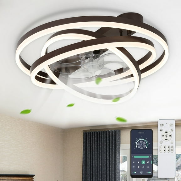 Oaks Aura 24 inch DIY Shape Low Profile Ceiling Fan Smart App Control Remote 6-Speed DC Motor Ceiling Lighting