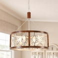 thumbnail image 1 of Oaks Aura 4-Light Candle Style Drum Chandelier Adjustable Height Wood Lighting, 1 of 6