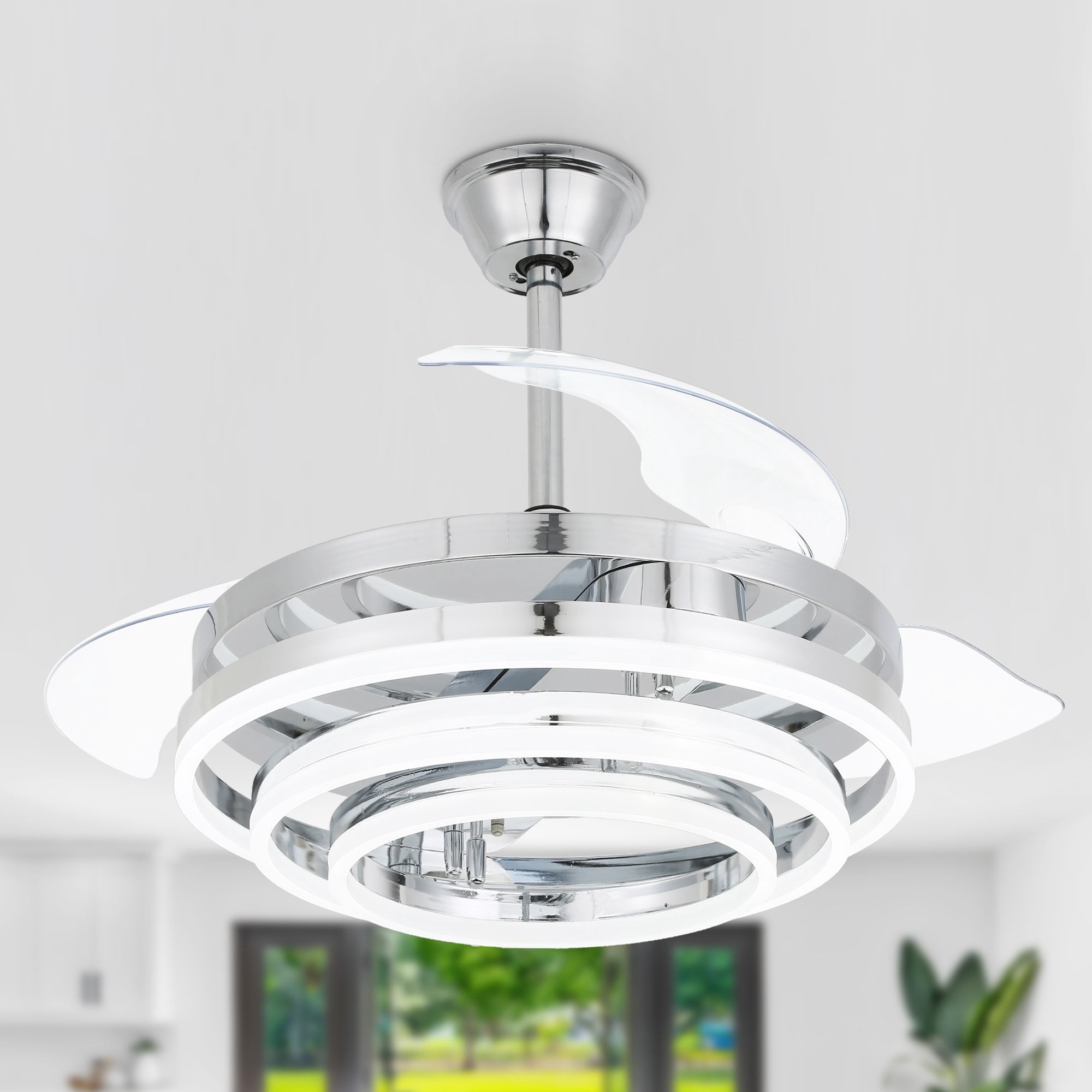 Fan Made Shape Oaks Aura 42in. DIY Shape Retractable Ceiling Fan With Lights, 6-Speed ...