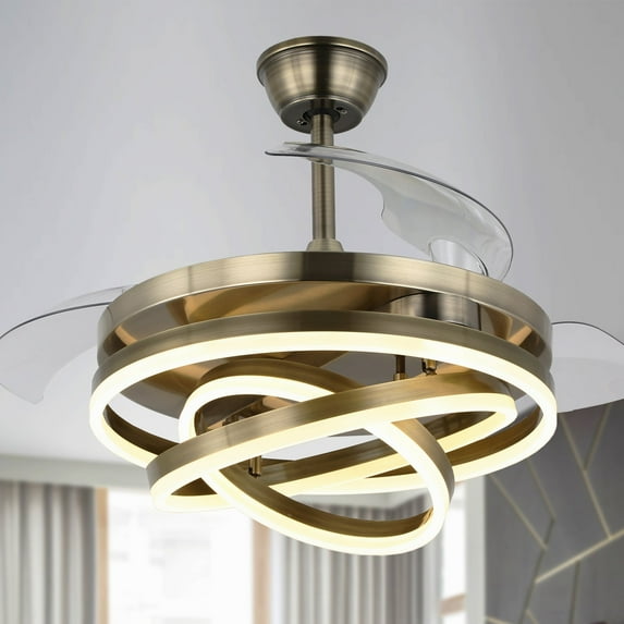 Oaks Aura 42in. LED DIY Shape Modern Ring Ceiling Fan With Lights, 6-Speed Latest DC Motor Remote Control Rose Ceiling Fan Bronze 42in.