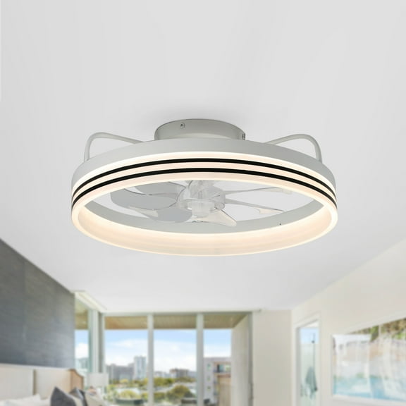 Oaks Aura Bladeless Smart App Control 6-Speed 3-Color Ceiling Fan Low Profile DC Motor Ceiling Fan for Bedroom