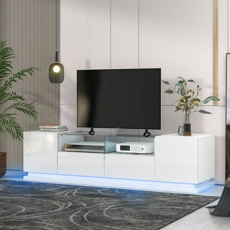 Tempered glass 2024 tv rack
