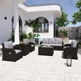 thumbnail image 1 of Oaks Aura Outdoor 6 Piece Rattan Sectional Seating Group Patio Furniture Sets with Cushions, 1 of 5