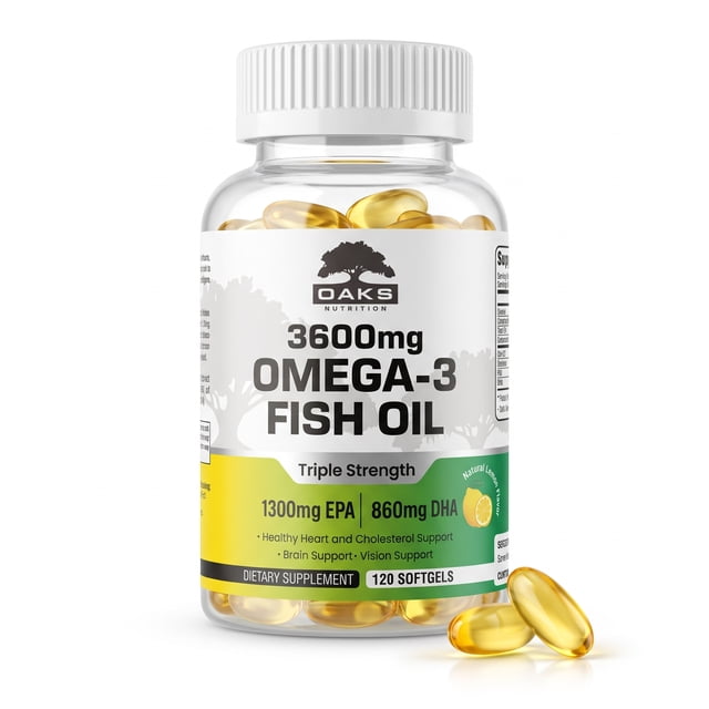 Oaks Nutrition Triple Strength Omega-3 Fish Oil 3600mg – 2160mg Active ...
