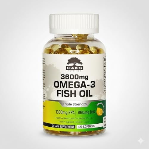 Oaks Nutrition 3600mg Fish Oil, 2160mg Omega-3 (1300 EPA/860 DHA), 120ct