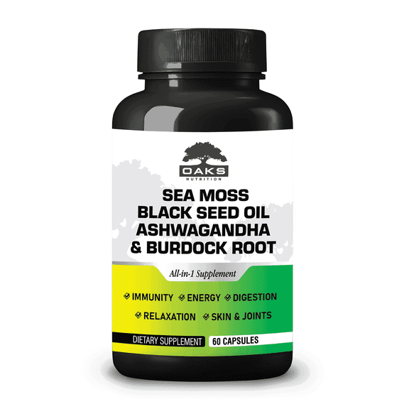 Oaks Nutrition Superfood Sea Moss, Black Seed Oil & Ashwagandha Antioxidant Multivitamin