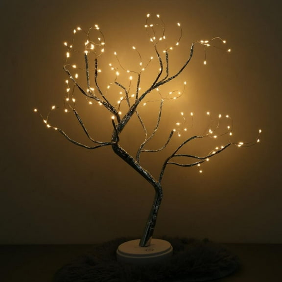 Oaktree 108LED Beads Copper Wire Tree Branch Night Light With Touch-Sensitive Switch Decorative Table Lamp Battery And USB Operated