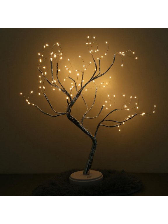 108LED Beads Copper Wire Tree Branch Night Light With Touch-Sensitive Switch Decorative Table Lamp Battery And USB Operated
