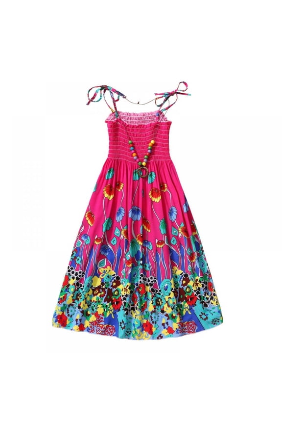 Baby Girls Dress Flower Princess Dress Bohemian Sleeveless Kids Toddler Summer Playwear Beachwear Sundress