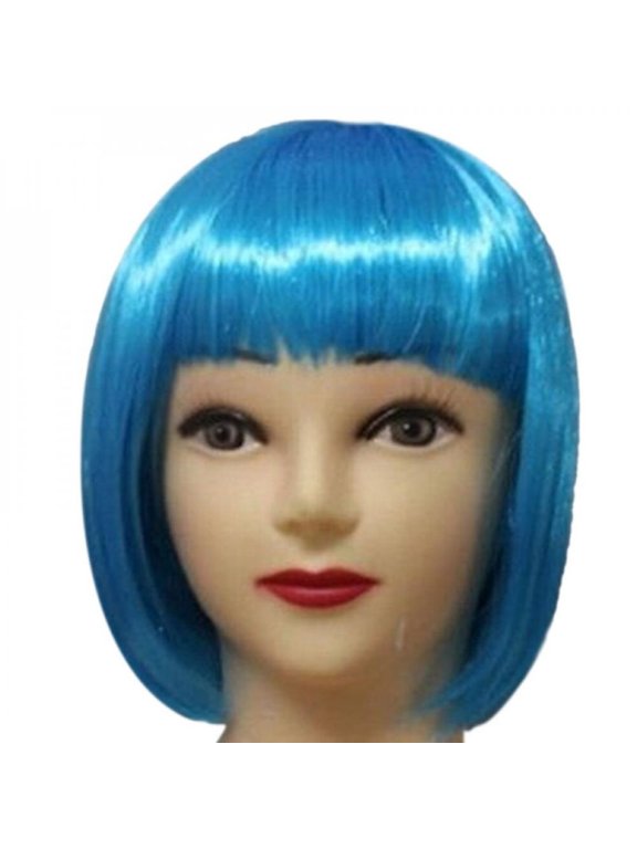 Bob Short Hair Wig With Straight Bangs,Heat Resistant Yaki Synthetic Hair,13 Colors for your Chose