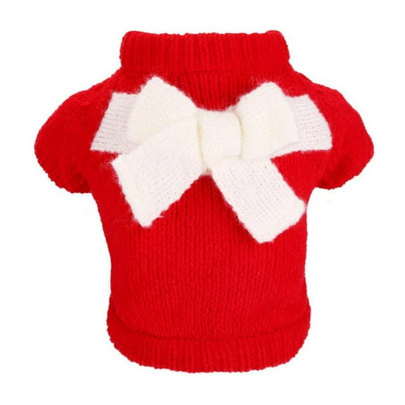 Oaktree Dog Autumn and Winter Thickened Warm Bow Wool Sweater