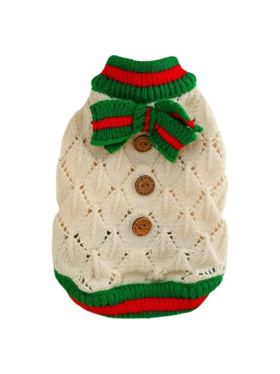 Dog Sweater Knit Turtleneck Dogs Pullover with Bow Fall Winter Warm Dog Sweater Cute