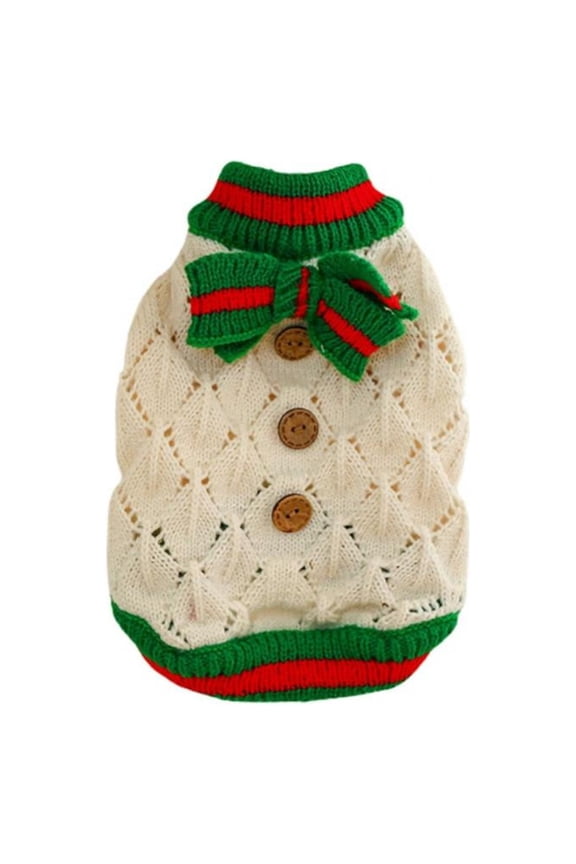 Dog Sweater Knit Turtleneck Dogs Pullover with Bow Fall Winter Warm Dog Sweater Cute