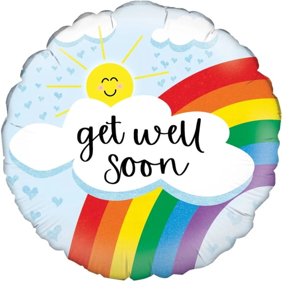 Oaktree Get Well Soon Rainbow Foil Balloon