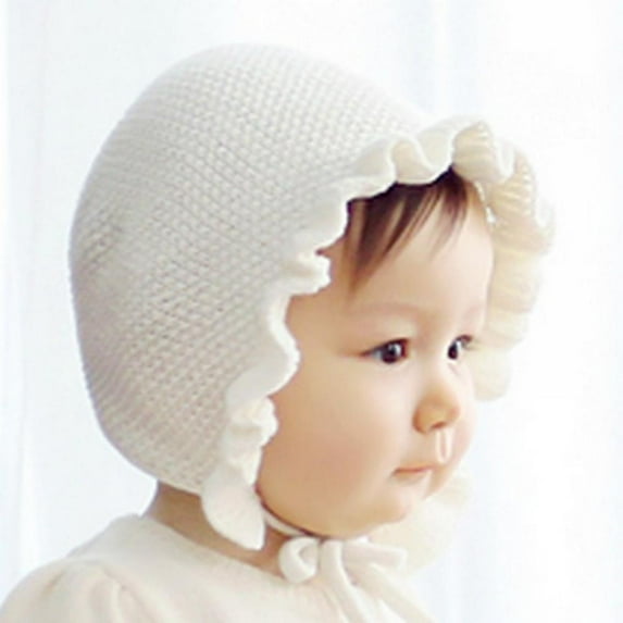 Oaktree Ruffle Newborn Baby Girls Knitting Hat Fashion Monolayer Warmer Caps