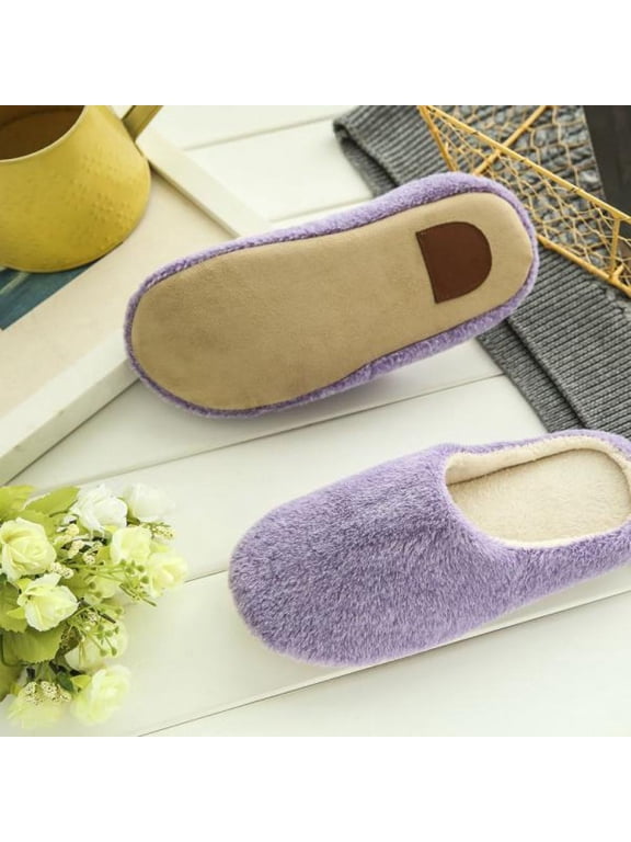 -Slippers Women Cotton Home Slippers Indoor House Shoes Plush Cotton Slippers Anti-Skid Indoor Memory Foam Warm Cotton Slippers