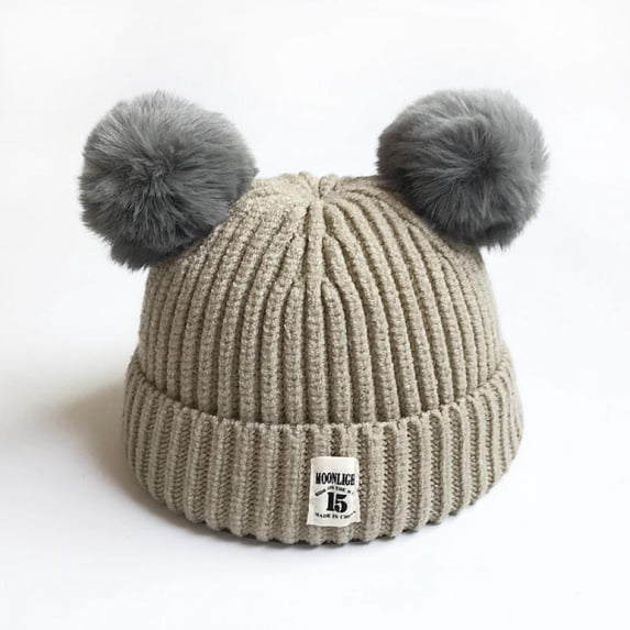 Oaktree Warm Kids Boys Girls Winter Hat with Pompom Ears Elastic Knitted Toddler Beanie Hats for Girls Boys