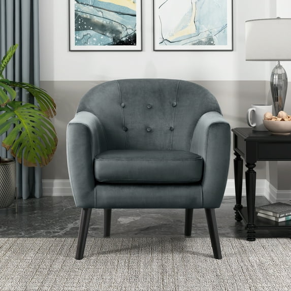OakvillePark Abbotsford Velvet Fabric Upholstered Accent Chair, Gray