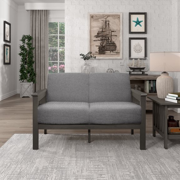 OakvillePark Acme Fabric Upholstered Living Room Loveseat, Gray