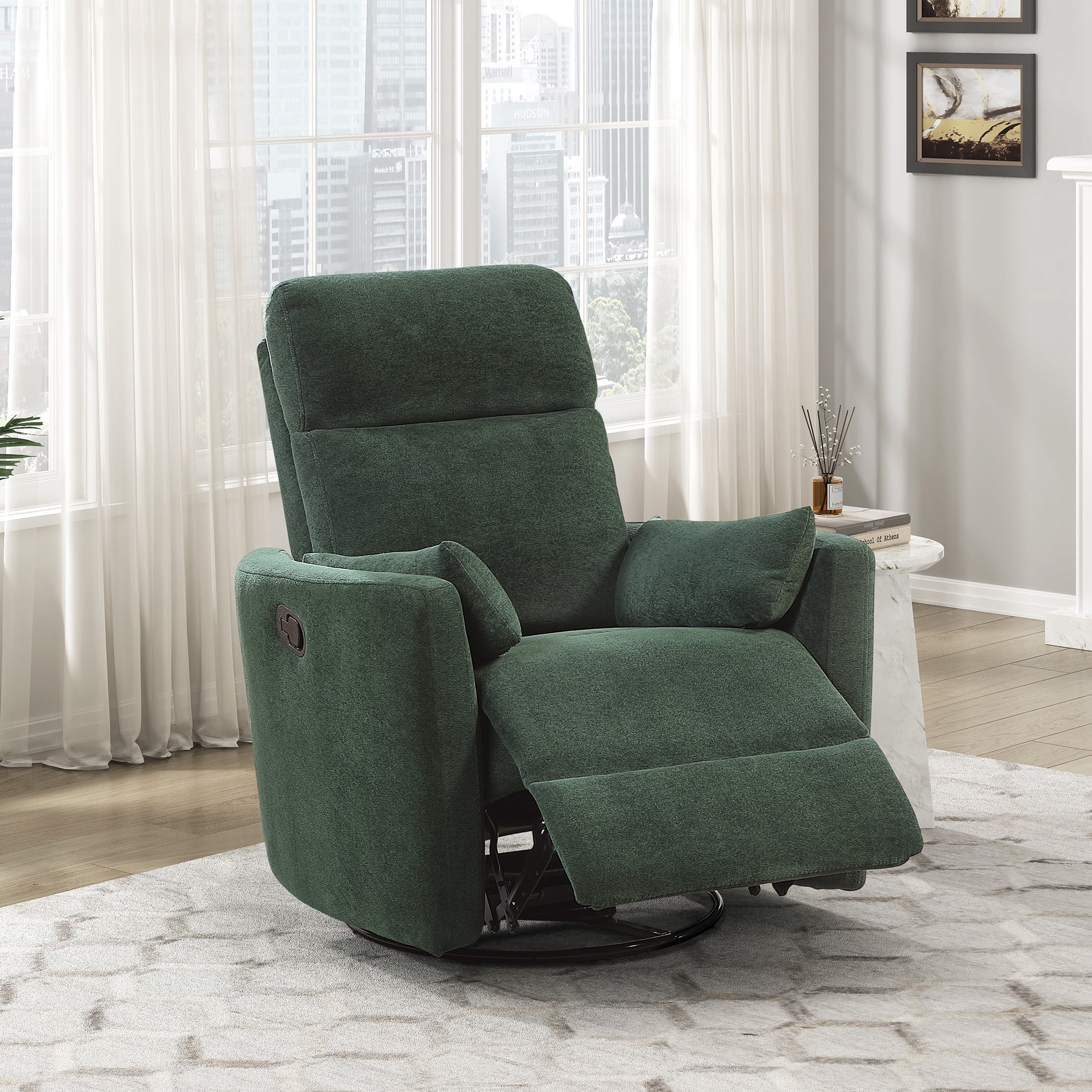 OakvillePark Allura Microfiber Swivel Glider Manual Reclining Chair, Green