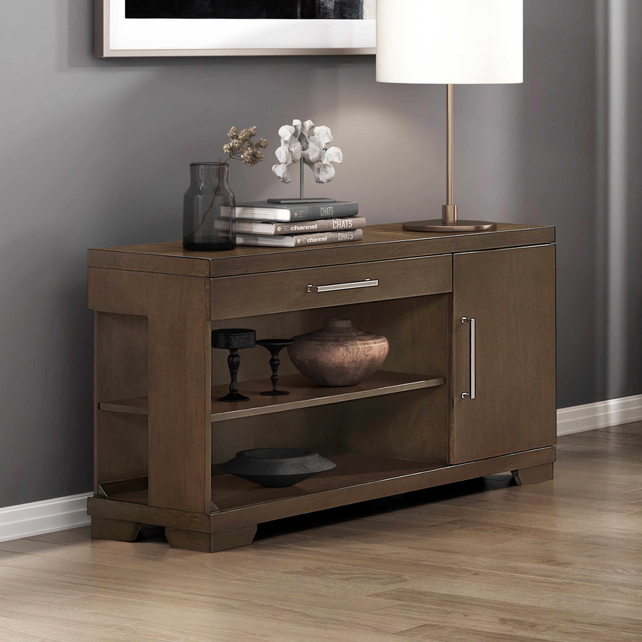 OakvillePark Alton Wood Sofa Table with 1 Drawer and Storage Cabinet, Espresso