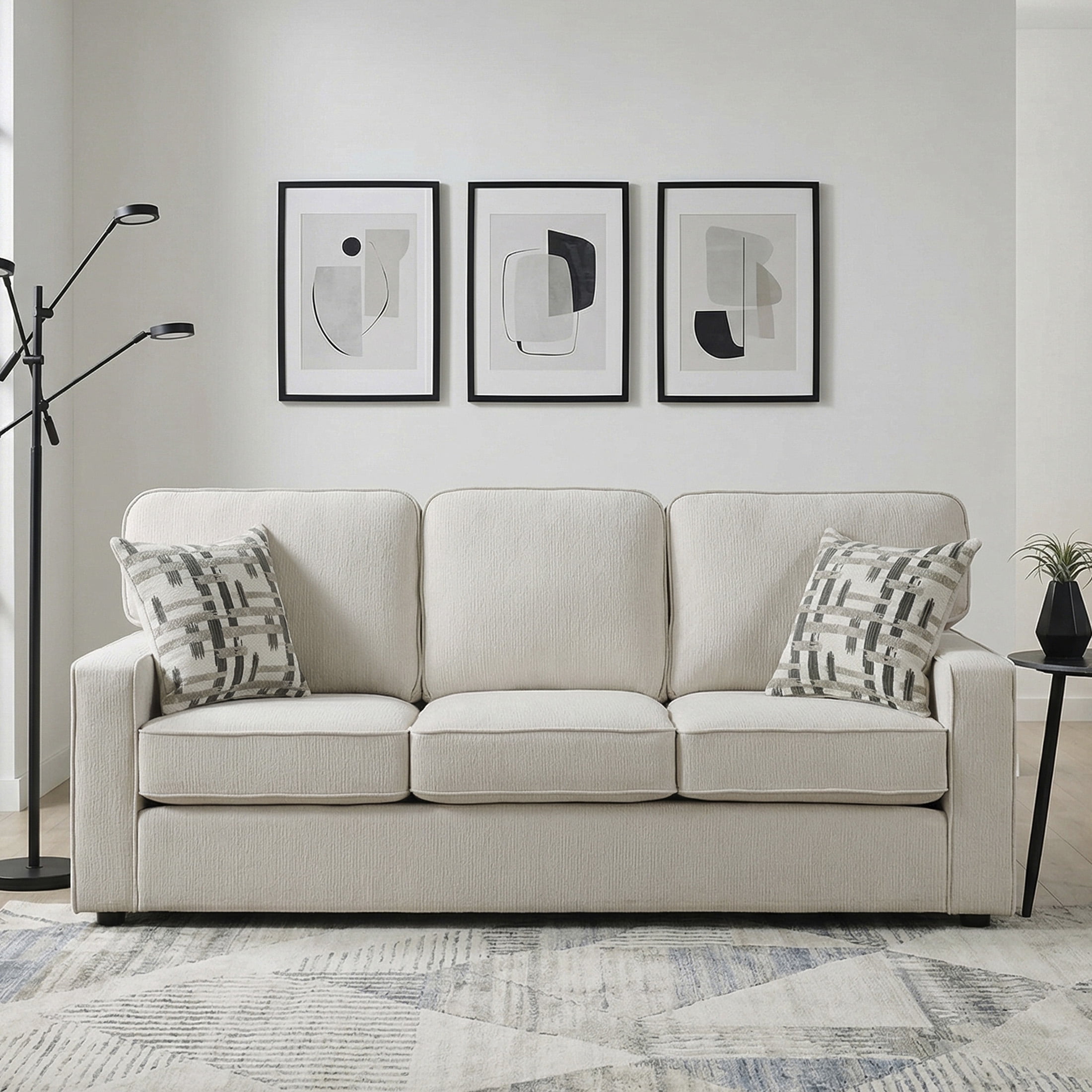 OakvillePark Alvera Chenille Sofa with 2 Pillows, Beige