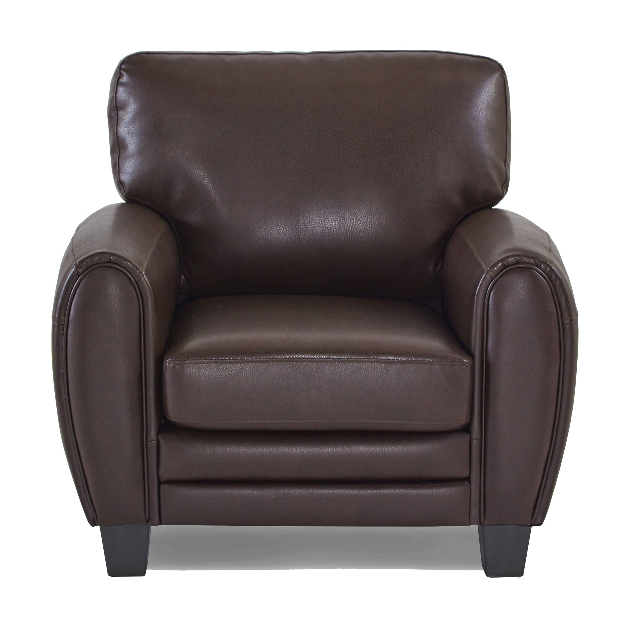 OakvillePark Arcadia Faux Leather Upholstered Living Room Chair, Dark Brown
