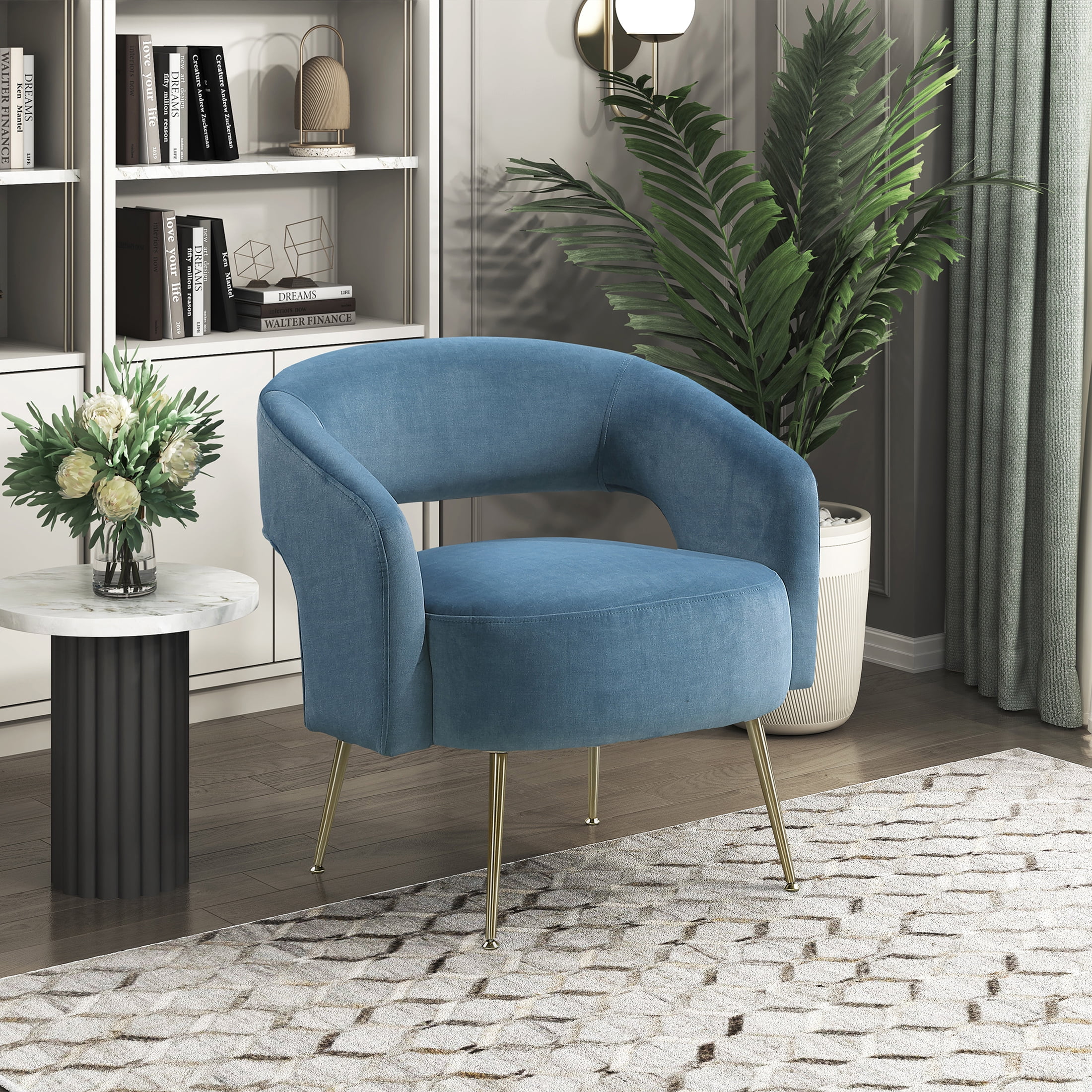 OakvillePark Arcluna Velvet Accent Chair with Metal Legs, Dark Teal