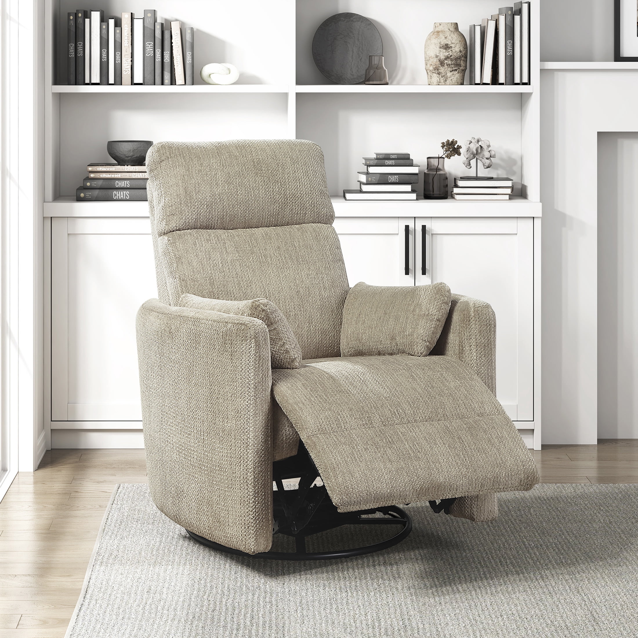 OakvillePark Arven Microfiber Swivel Glider Manual Reclining Chair, Brown