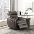 thumbnail image 1 of OakvillePark Ashwyn Bay Leather Match Swivel Glider Reclining Chair, Dark Brown, 1 of 13