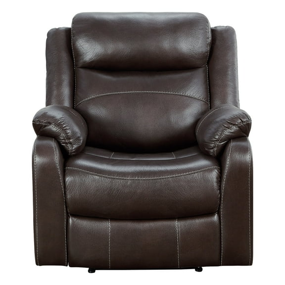 OakvillePark Audubon Polished Microfiber Upholstered Lay Flat Reclining Chair, Dark Brown