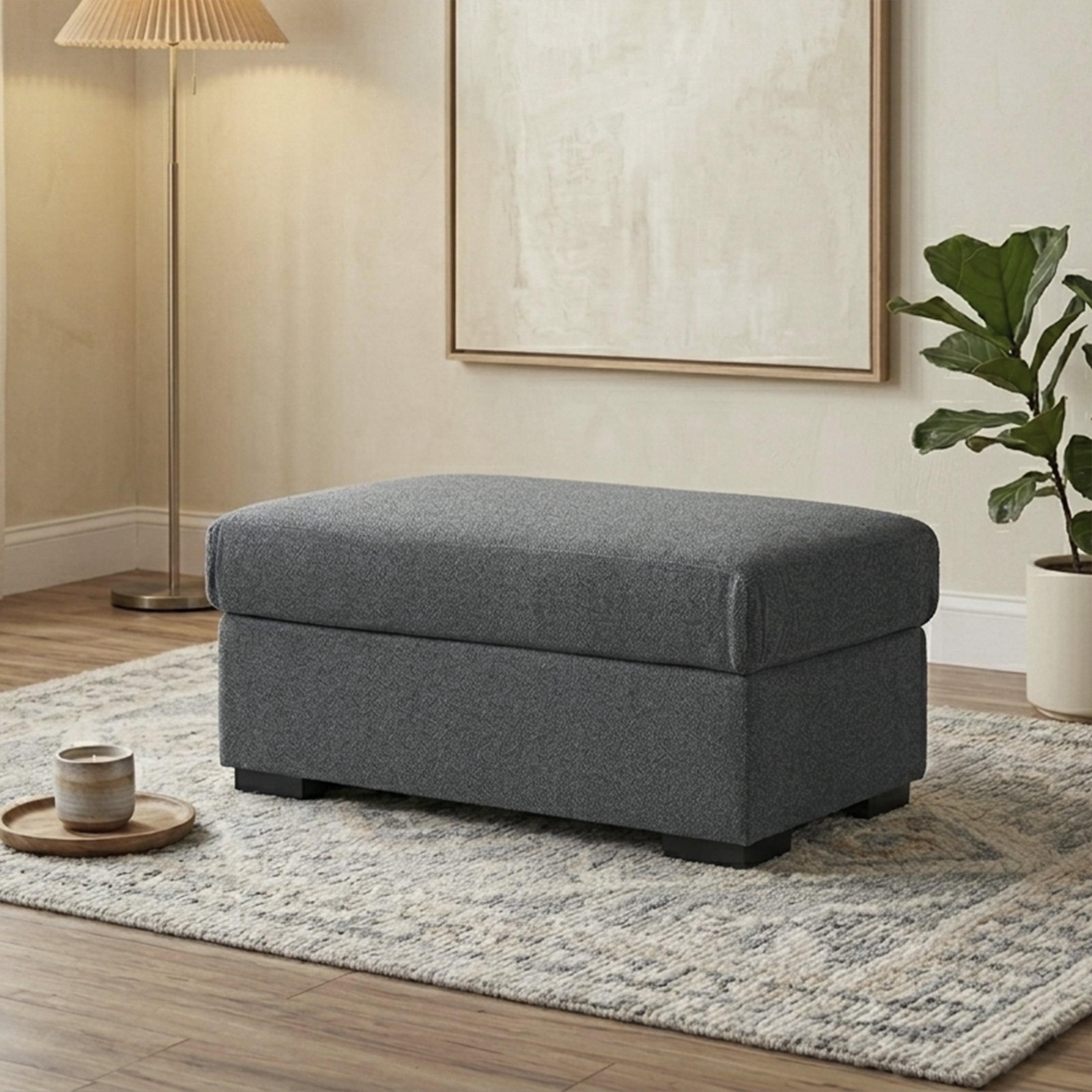 OakvillePark Avalisse Textured Microfiber Ottoman, Dark Gray