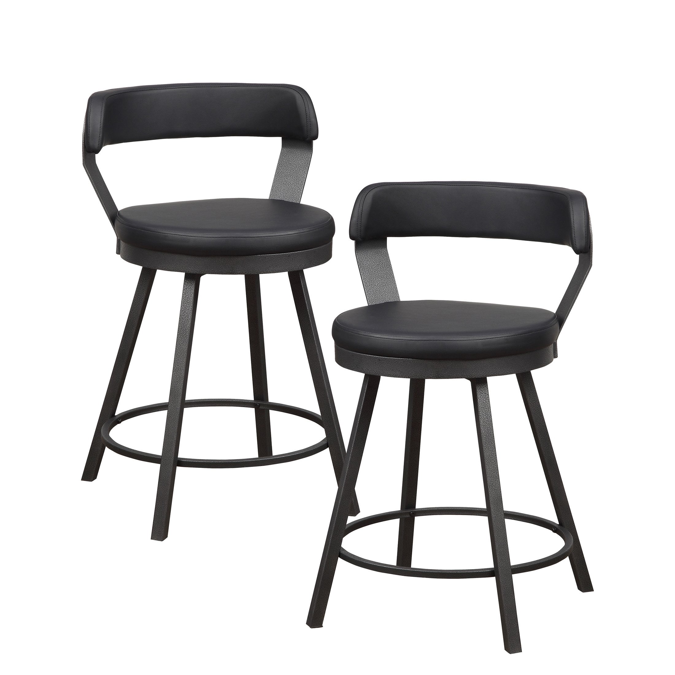 OakvillePark Belmar Swivel Counter Height Barstool (Set of 2), Black