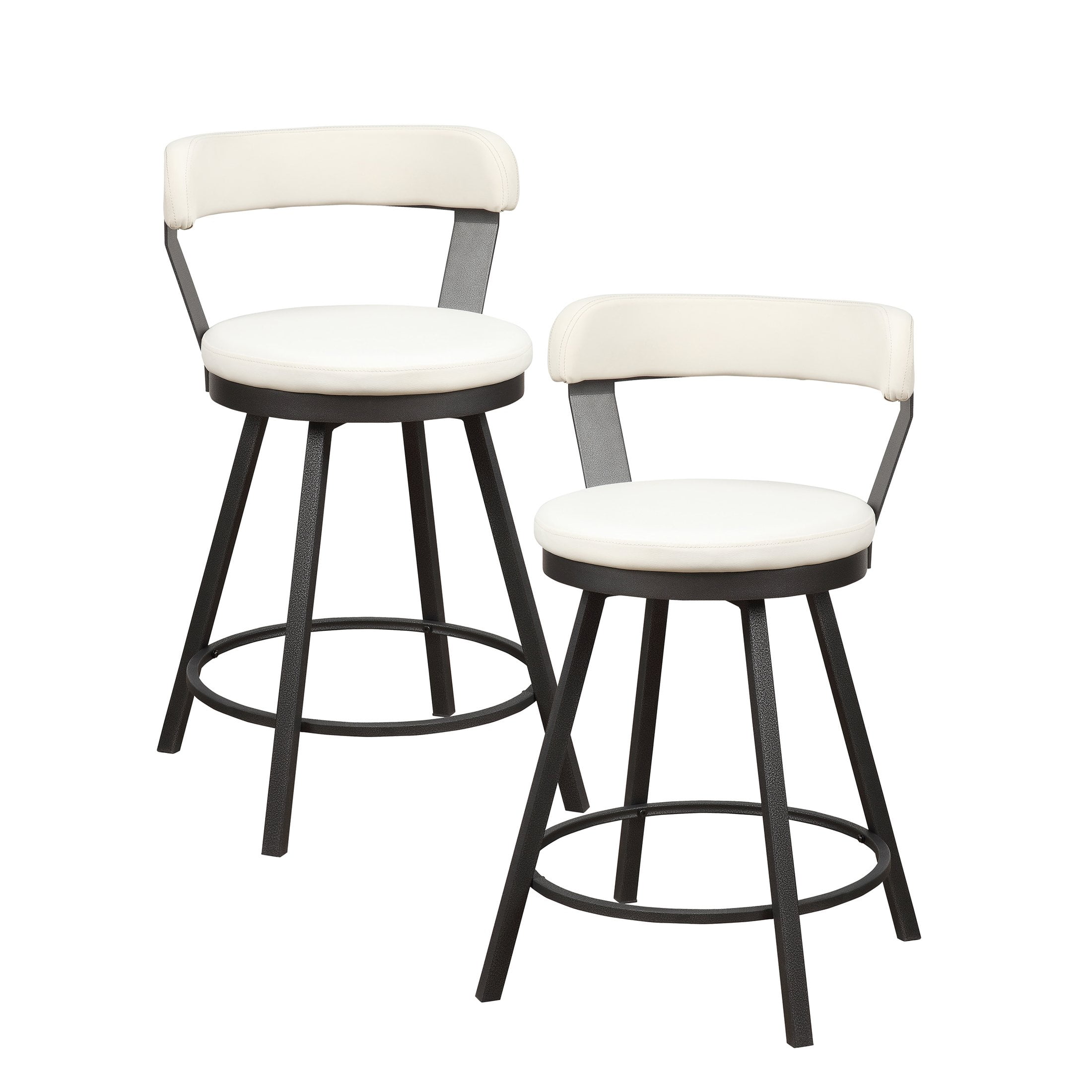 OakvillePark Belmar Swivel Counter Height Barstool (Set of 2), White