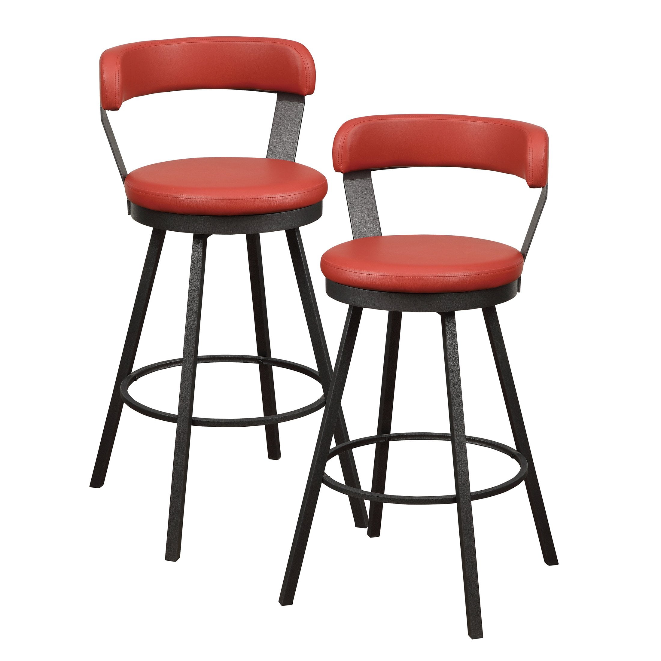 OakvillePark Belmar Swivel Pub Height Barstool (Set of 2), Red