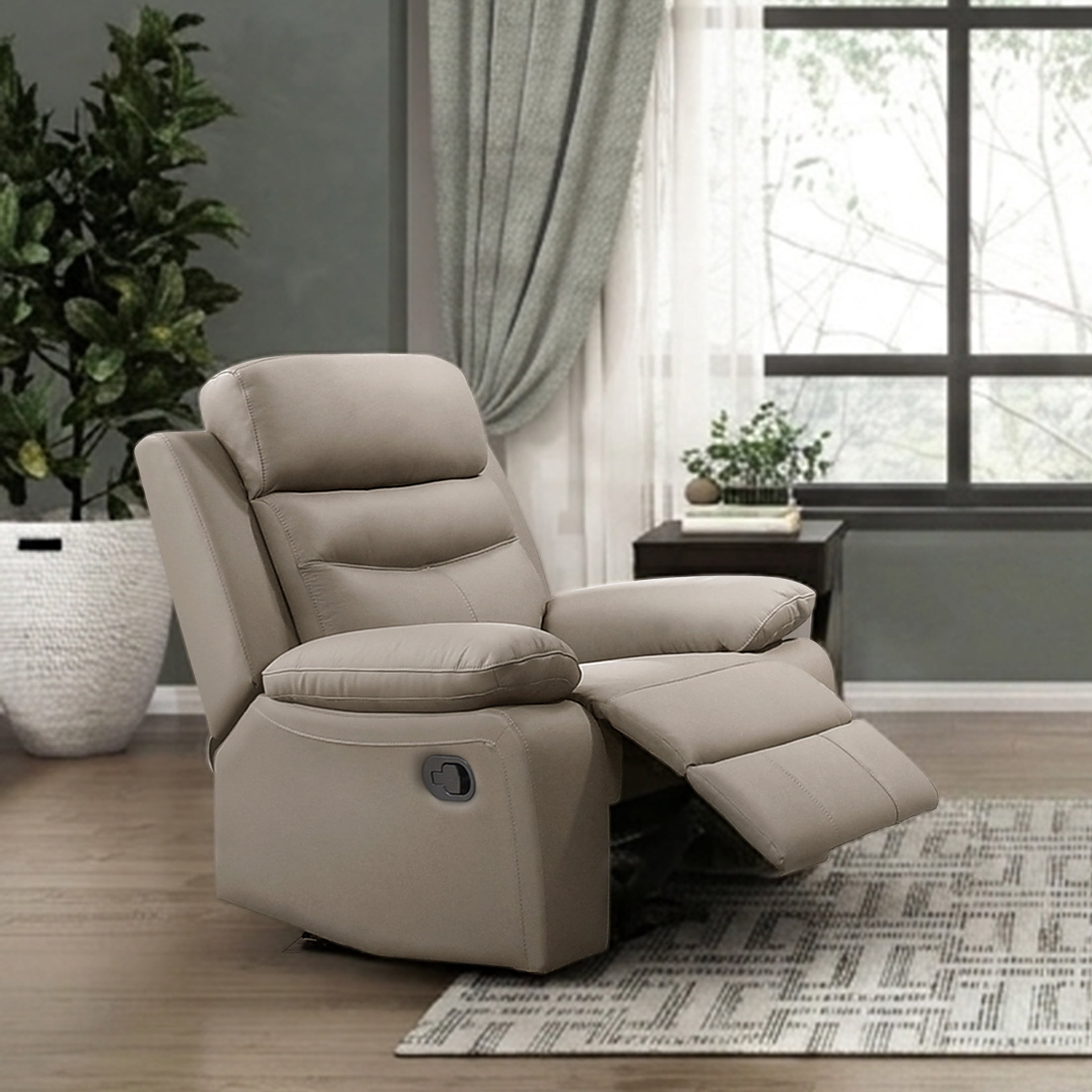 OakvillePark Blossomreach Leather Match Manual Recliner, Latte