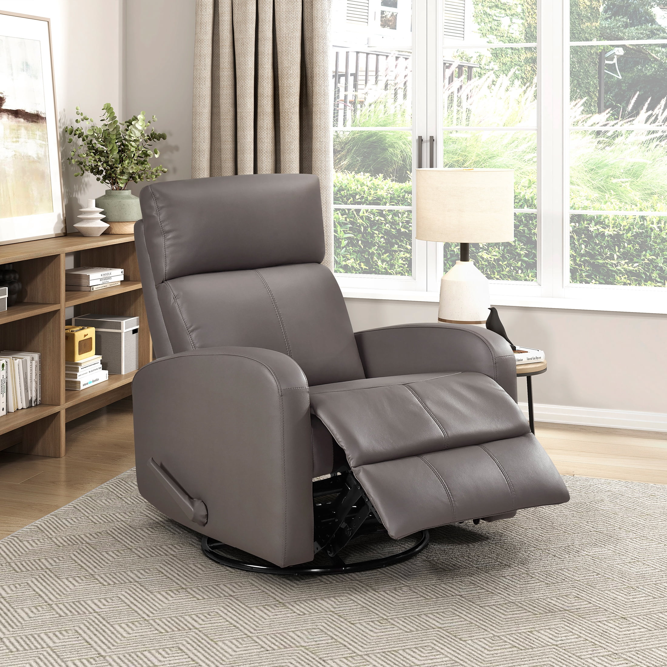 OakvillePark Bramblecrest Leather Match Swivel Glider Reclining Chair, Mocha