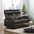 thumbnail image 1 of OakvillePark Brava Faux Leather Double Reclining Loveseat, Espresso, 1 of 7