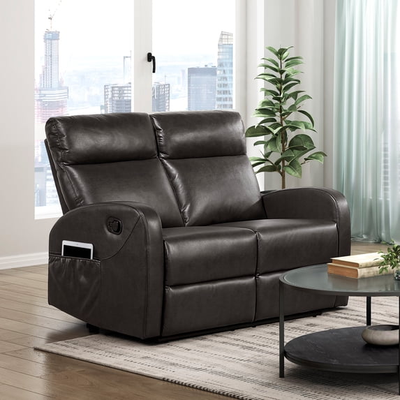 OakvillePark Brava Faux Leather Double Reclining Loveseat, Espresso