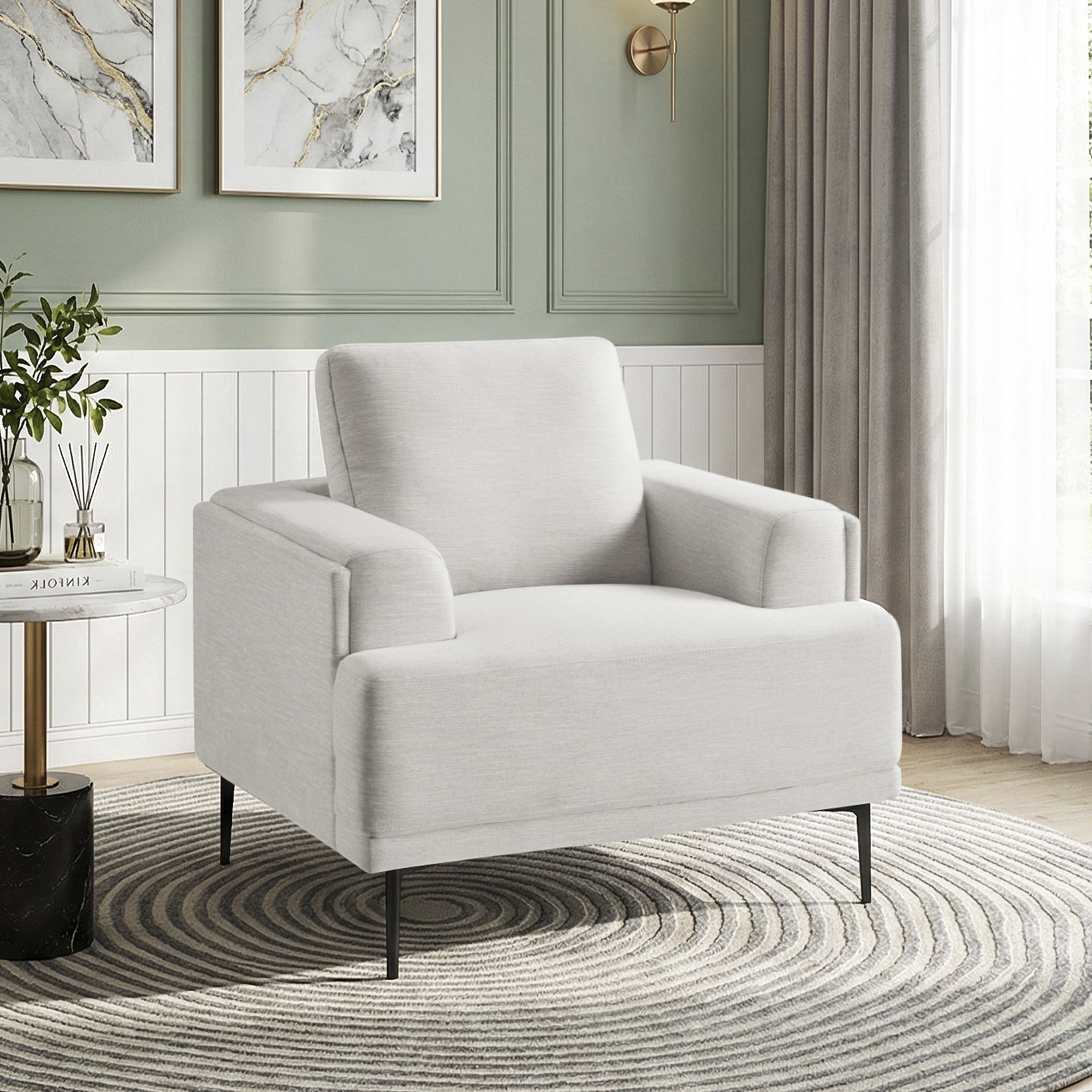 OakvillePark Bravelle Chenille Chair with Black Metal Legs, Taupe
