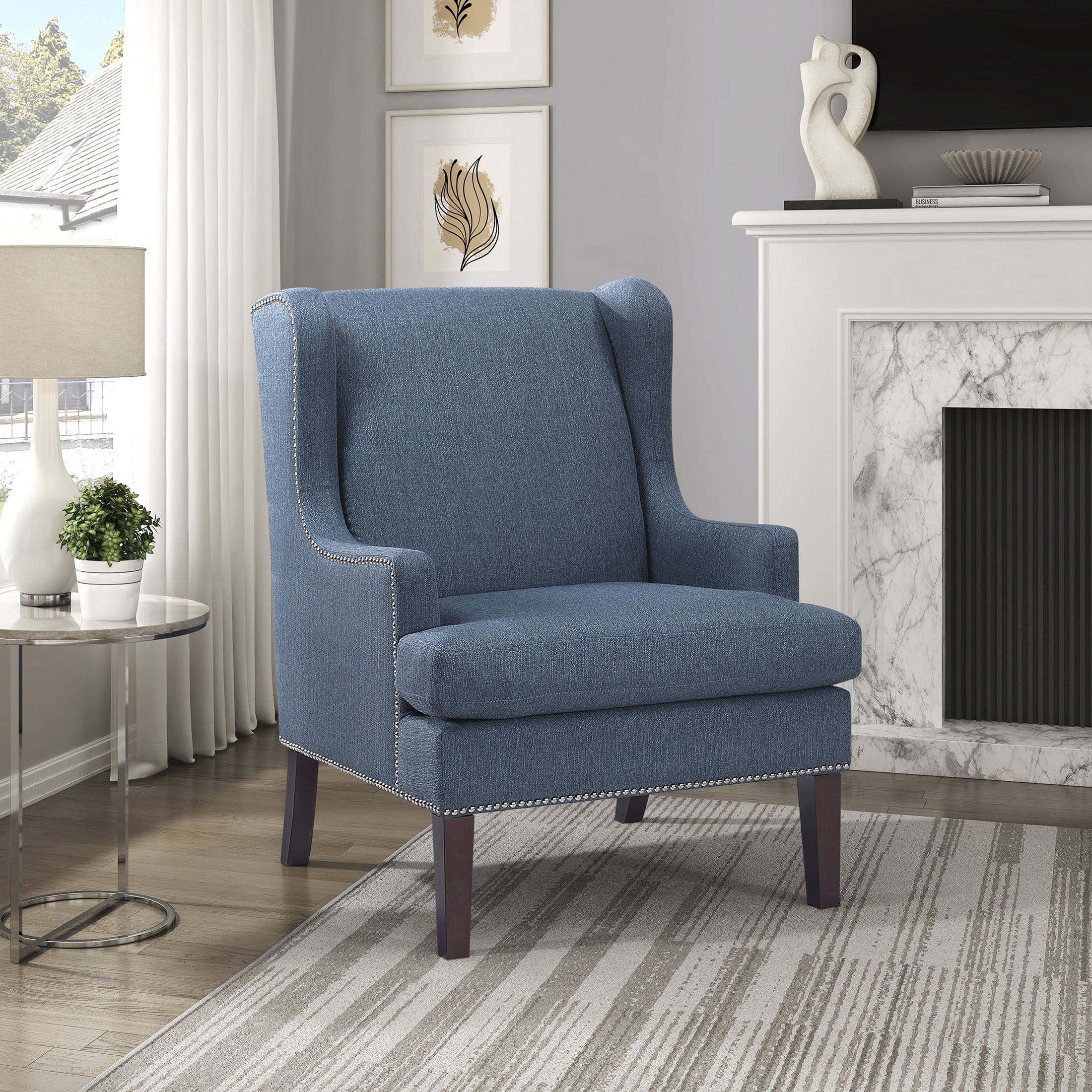 OakvillePark Briarhollow Textured Fabric Accent Chair, Blue