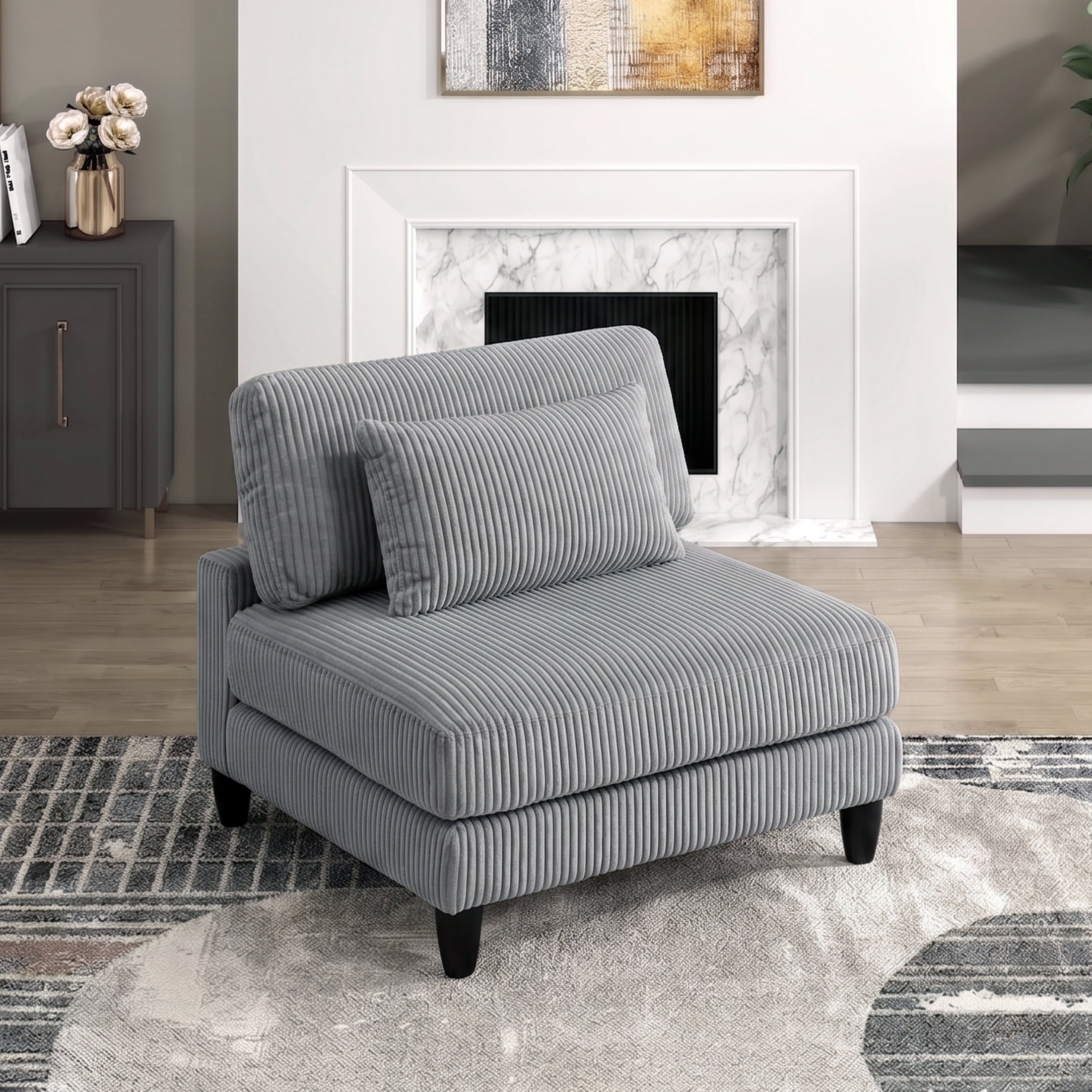 OakvillePark Caden Corduroy Armless Chair, Gray
