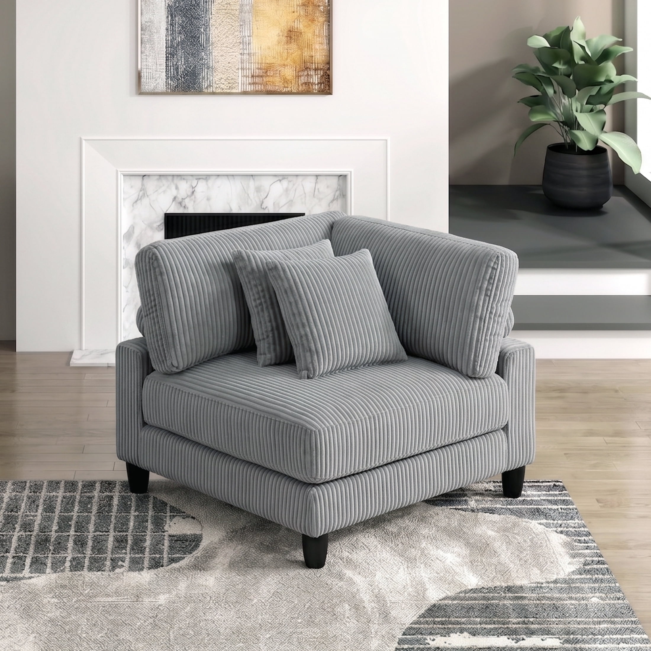 OakvillePark Caden Corduroy Corner Seat, Gray