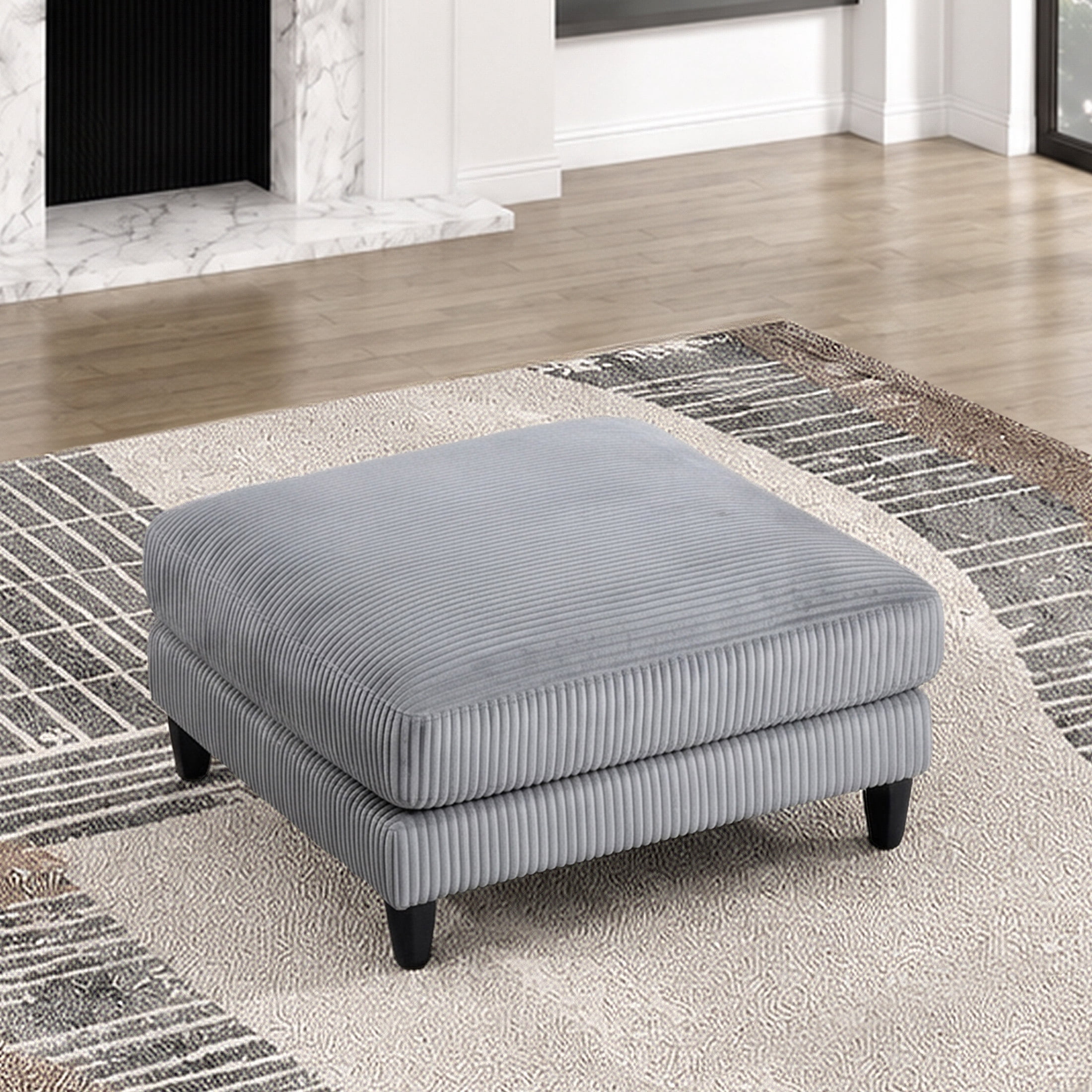 OakvillePark Caden Corduroy Ottoman, Gray